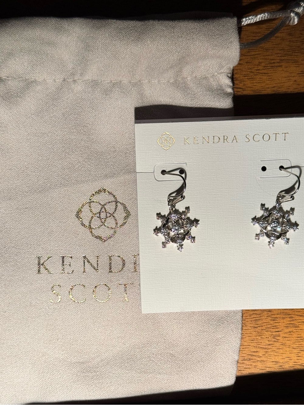 Kendra Scott Silver Crystal Snowflake Drop Earrings
